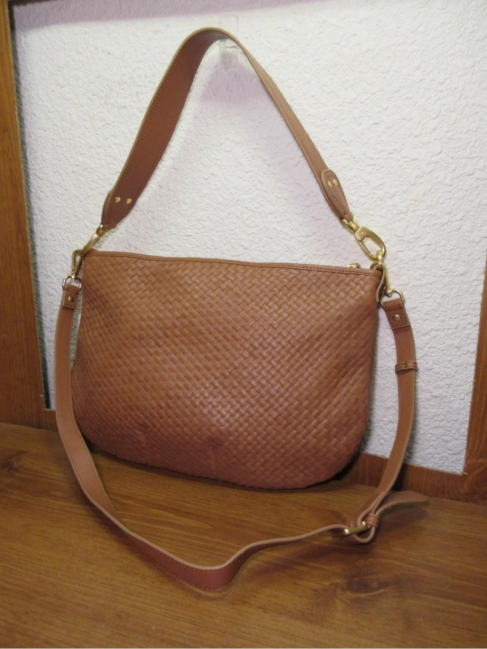 Quince Tan Woven Leather Shoulder Bag